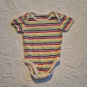 Moon & Back OS fits like 0-3 months cream with multi colored stripes VGUC